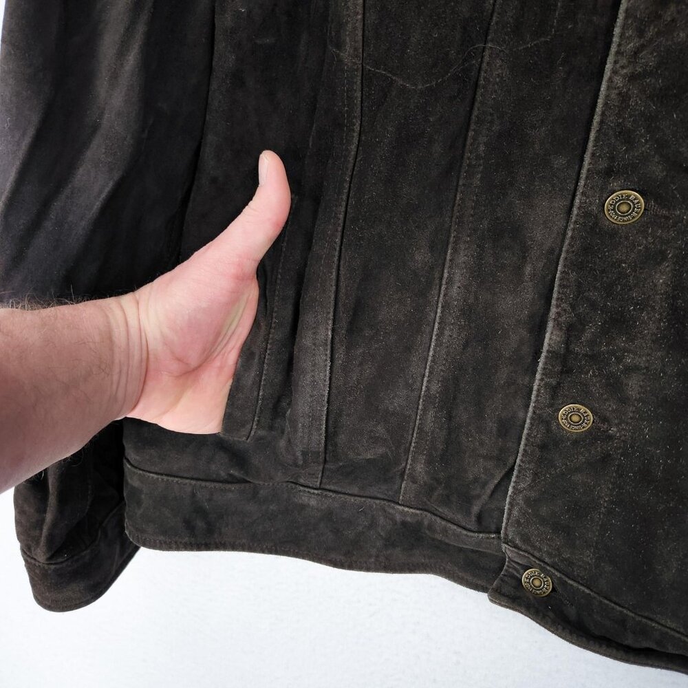 Eddie Bauer Jacket Mens XL Brown Seattle Suede Leather Washable Button Front - Picture 5 of 14